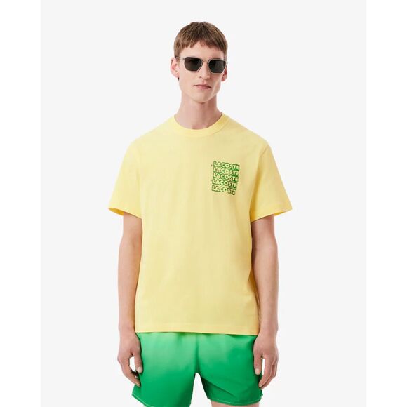 NWT Lacoste Men's Cotton Jersey Graphic T-Shirt Yellow Size XL - Picture 1 of 7